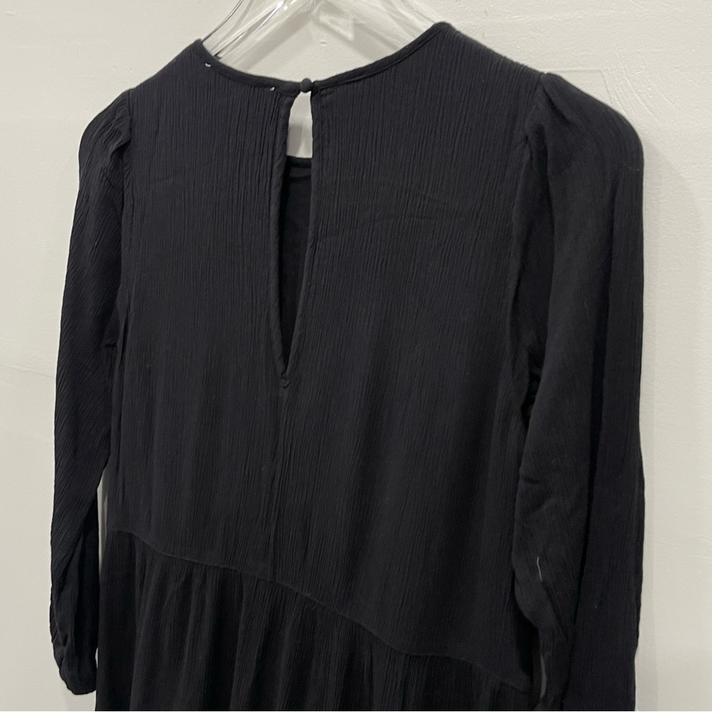 Abercrombie & Fitch Black Tiered Long Sleeve Gauze Dress XS Tall - Picture 5 of 9